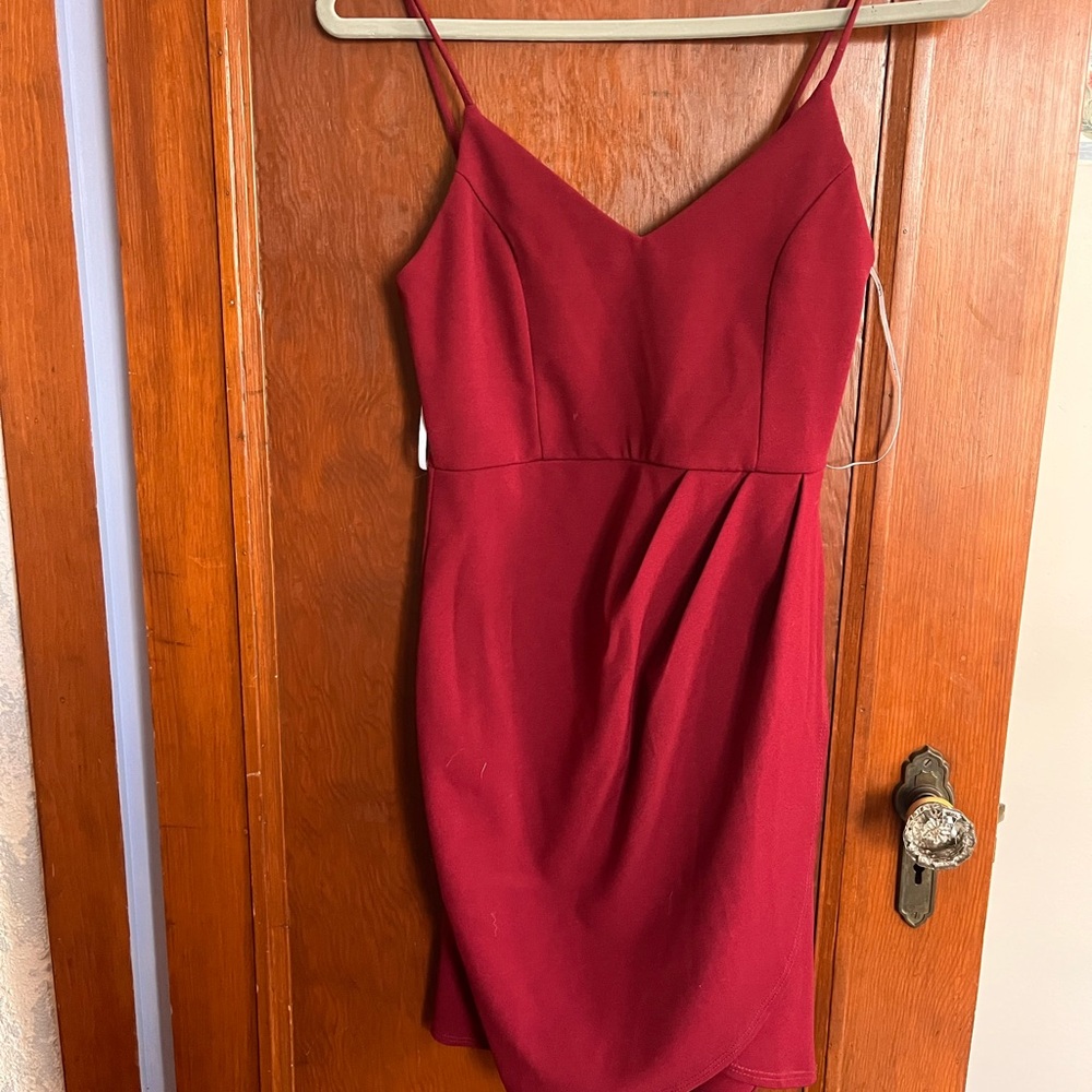 Lulu's Burgundy Spaghetti Strap Mini Dress